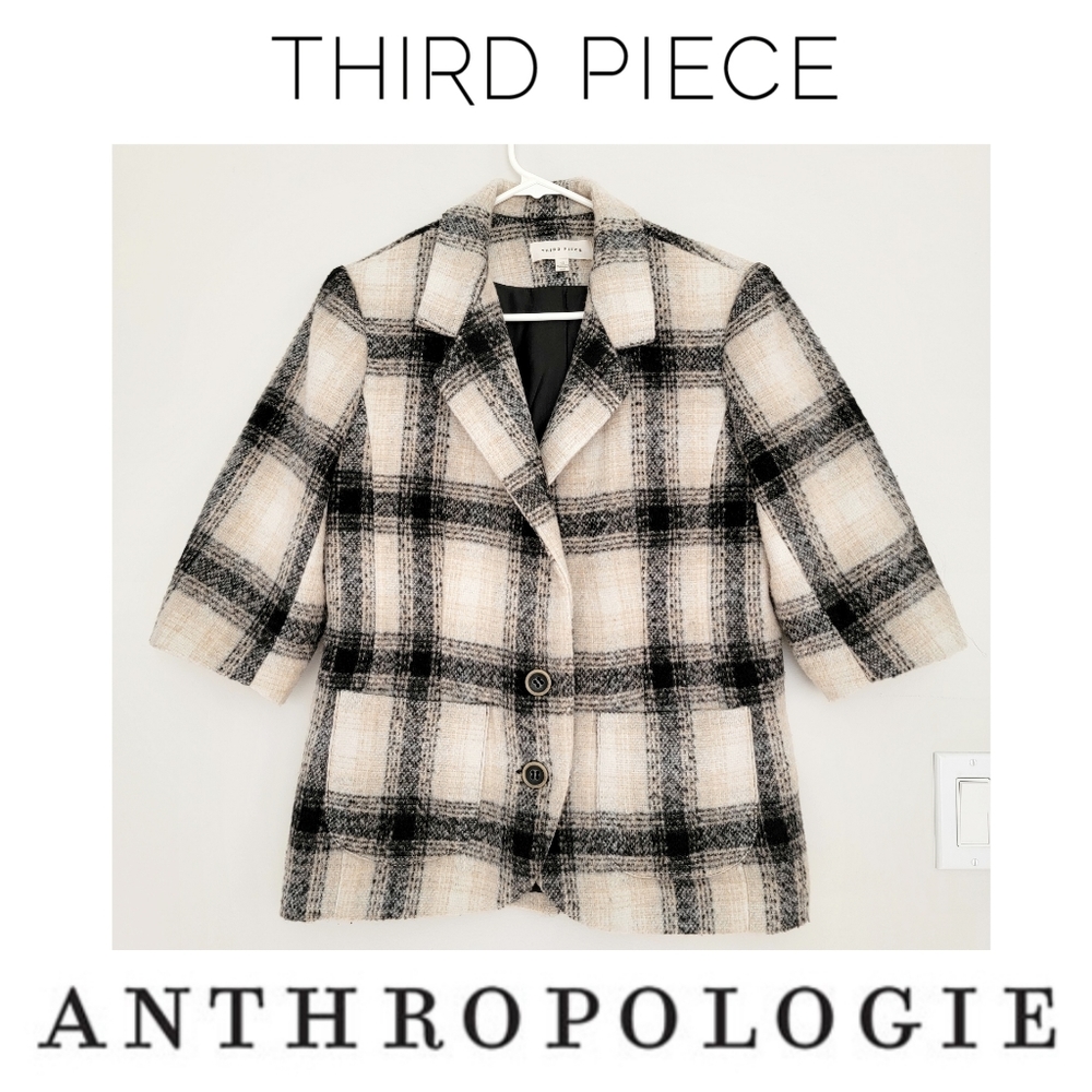 Anthropologie Third Piece Plaid Wool Blazer